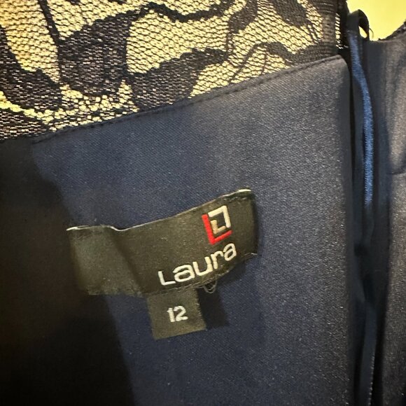 Laura Lace Blue Fit and Flare Maxi Dress, size 12 - Picture 4 of 4